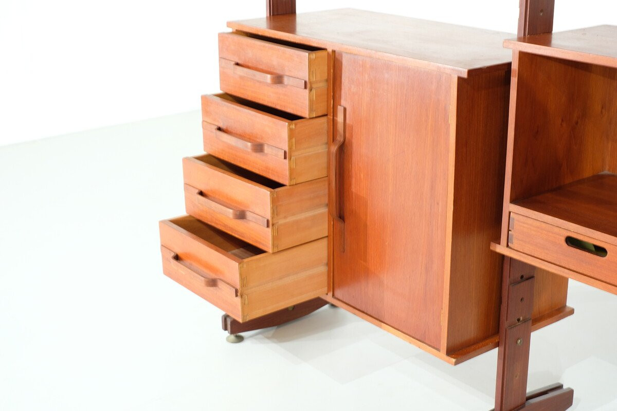 Étagère murale italienne en teck - Années 1960-photo-4