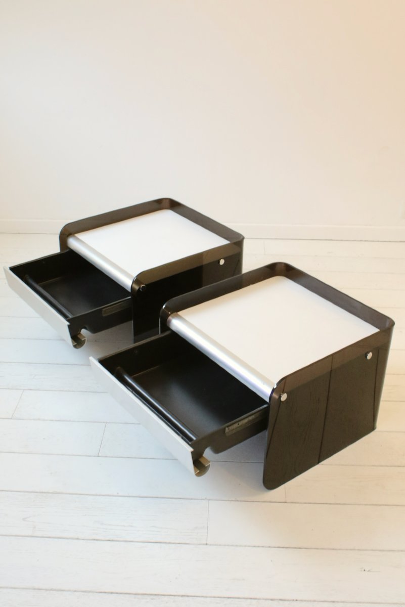  Paire de tables de chevet en Altuglas de Bernard Govin pour Duralinox circa 1970-photo-2