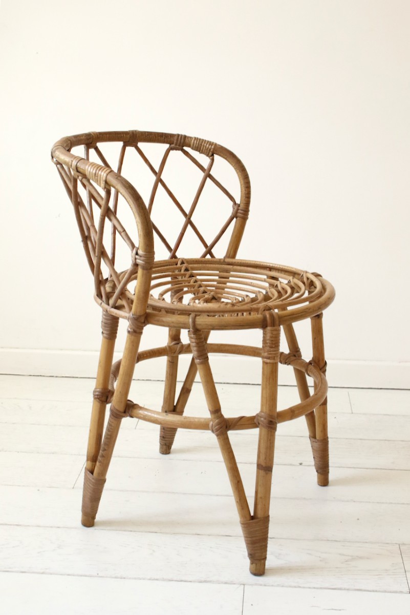 Chaise d'appoint en rotin , 1970's-photo-2