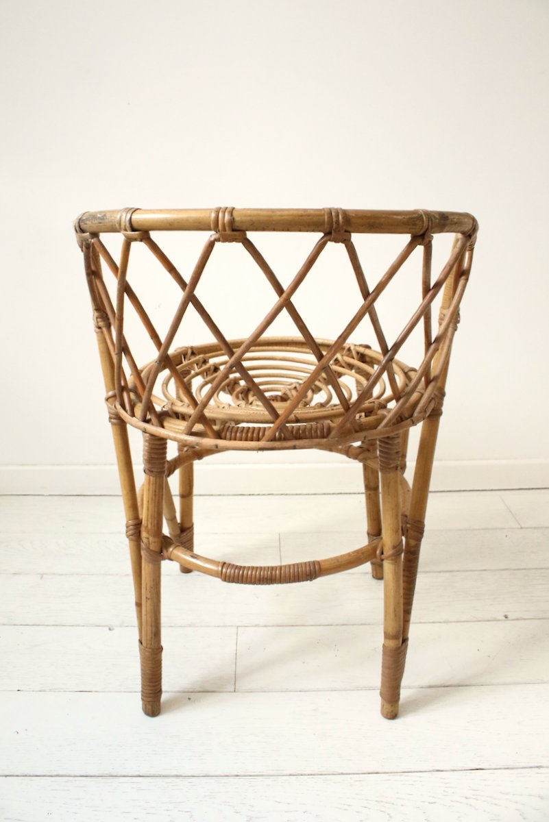 Chaise d'appoint en rotin , 1970's-photo-1