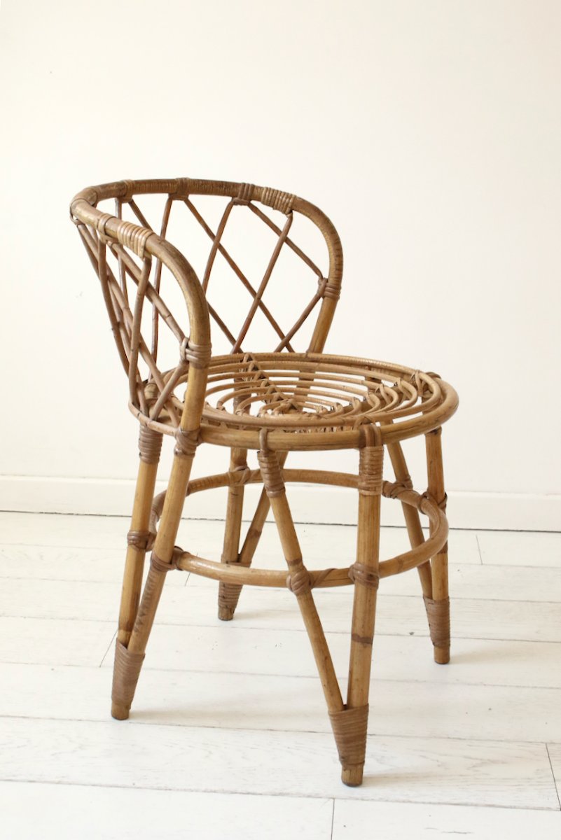 Chaise d'appoint en rotin , 1970's-photo-5