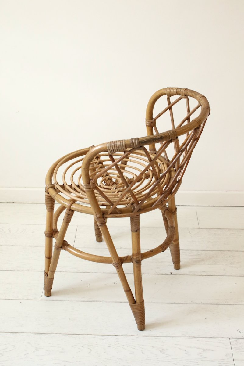 Chaise d'appoint en rotin , 1970's-photo-6