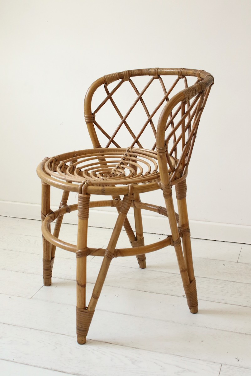 Chaise d'appoint en rotin , 1970's