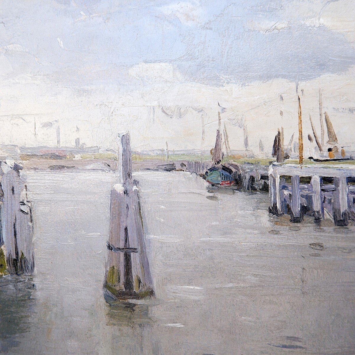 Tableau à l'huile "Grisaille Par Paul Mathieu (1862-1932)-photo-3