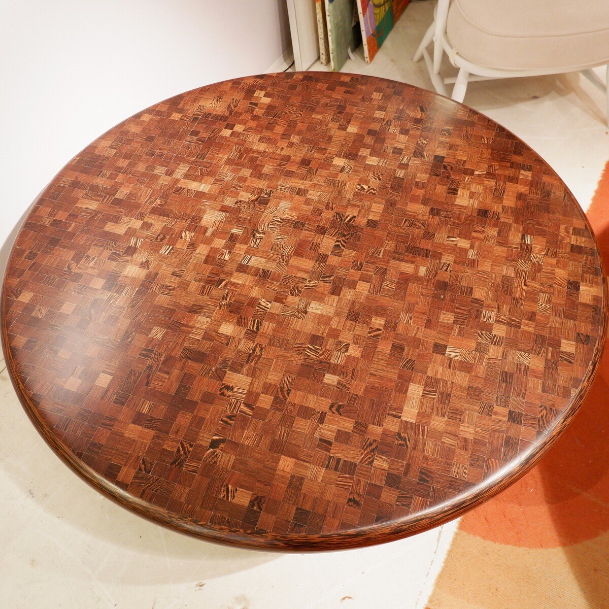 Coffee Table In Wenge Mosaic And Metal - Top By Dieter Waeckerlin-photo-1