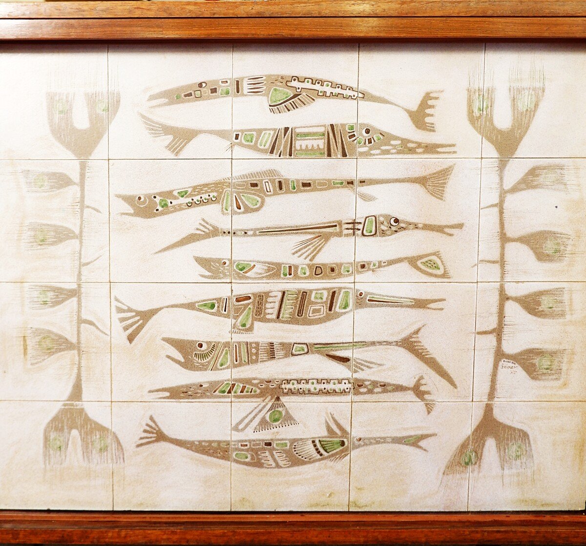 Sideboard With Tiles Signed By Edy Buyse For Perignem - Belgium, 1950s/1960s-photo-2