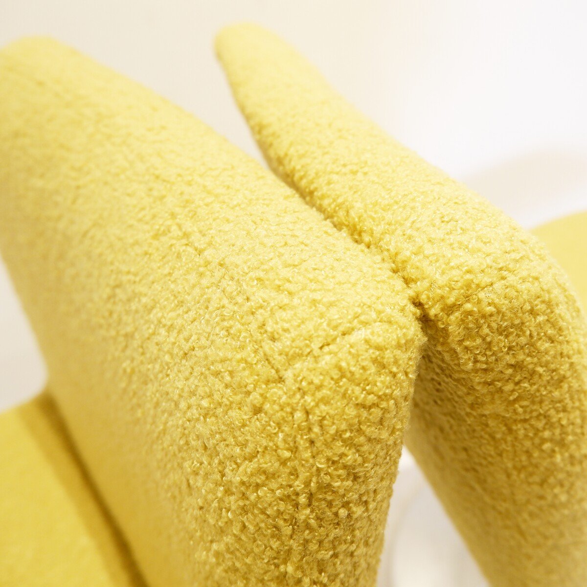 Pair Of Swivel Chairs - Reupholstered In Yellow Bouclette-photo-3