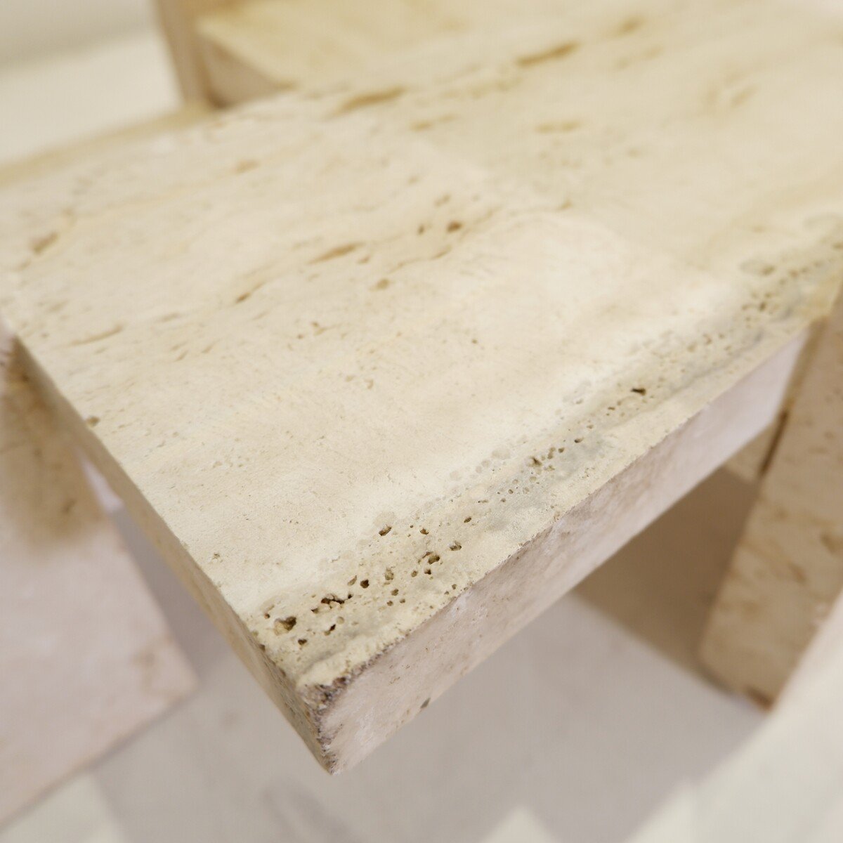 Glass And Travertine Coffee Table By Willy Ballez - 1970s-photo-4