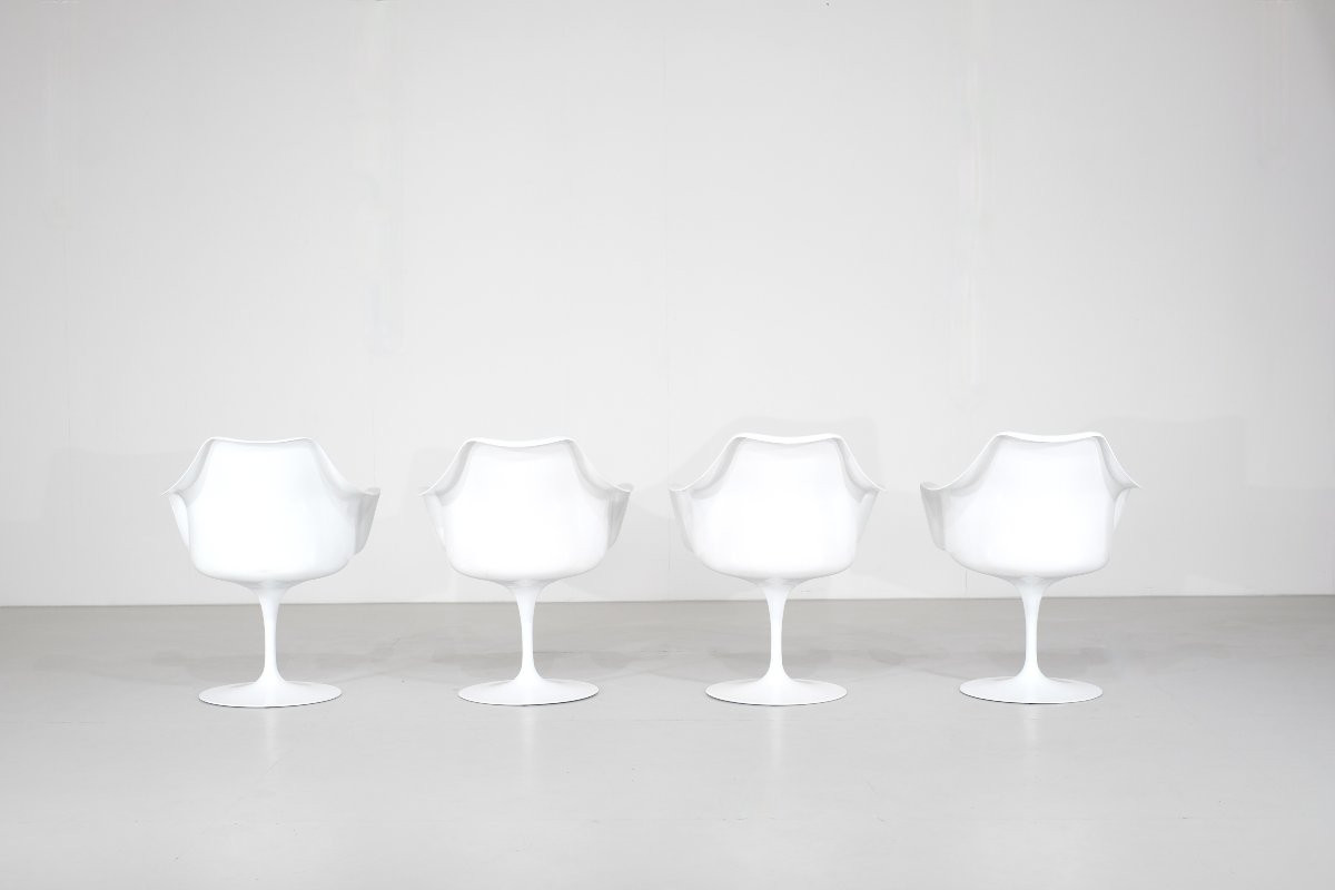 Set Of 4 Non-pivoting 'tulip' Chairs By Eero Saarinen For Knoll International - 1960s-photo-4