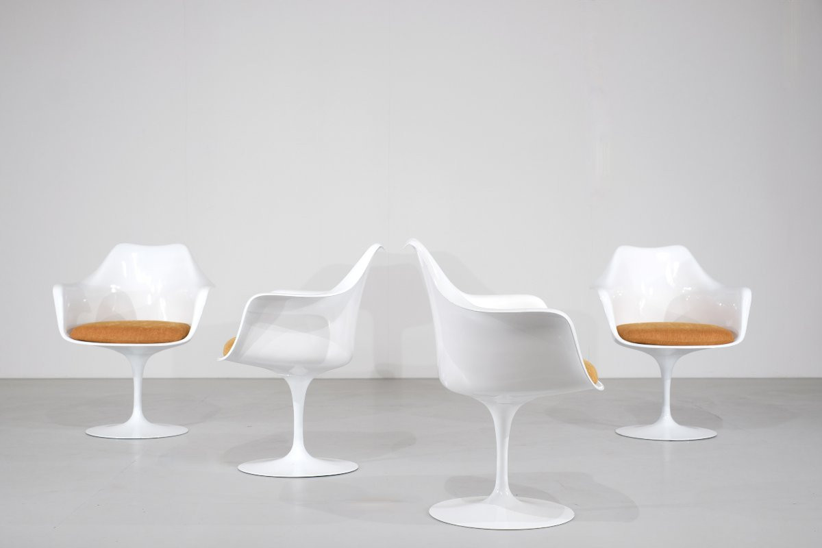 Set Of 4 Non-pivoting 'tulip' Chairs By Eero Saarinen For Knoll International - 1960s-photo-5