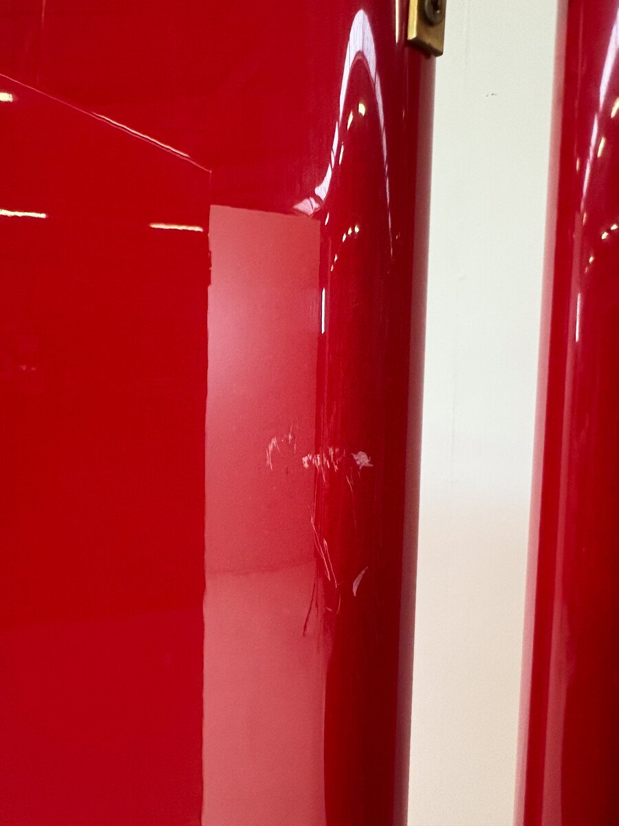 Mid-century Modern Red Lacquered Room Divider- Italy, 1960s-photo-4