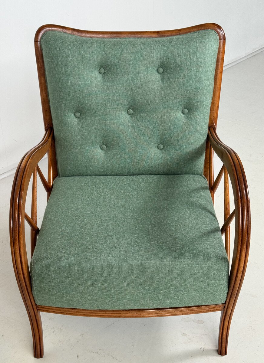 Pair Of Mid-century Modern Armchairs By Paolo Buffa, New Upholstery - Italy, 1950s-photo-3
