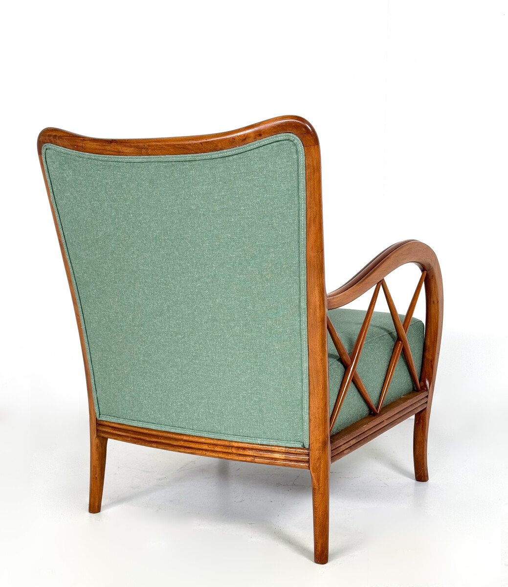 Pair Of Mid-century Modern Armchairs By Paolo Buffa, New Upholstery - Italy, 1950s-photo-4