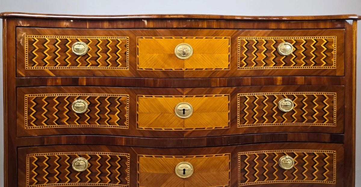 Inlaid Chest Of Drawers With Two Secret Compartments - 18th Century-photo-2