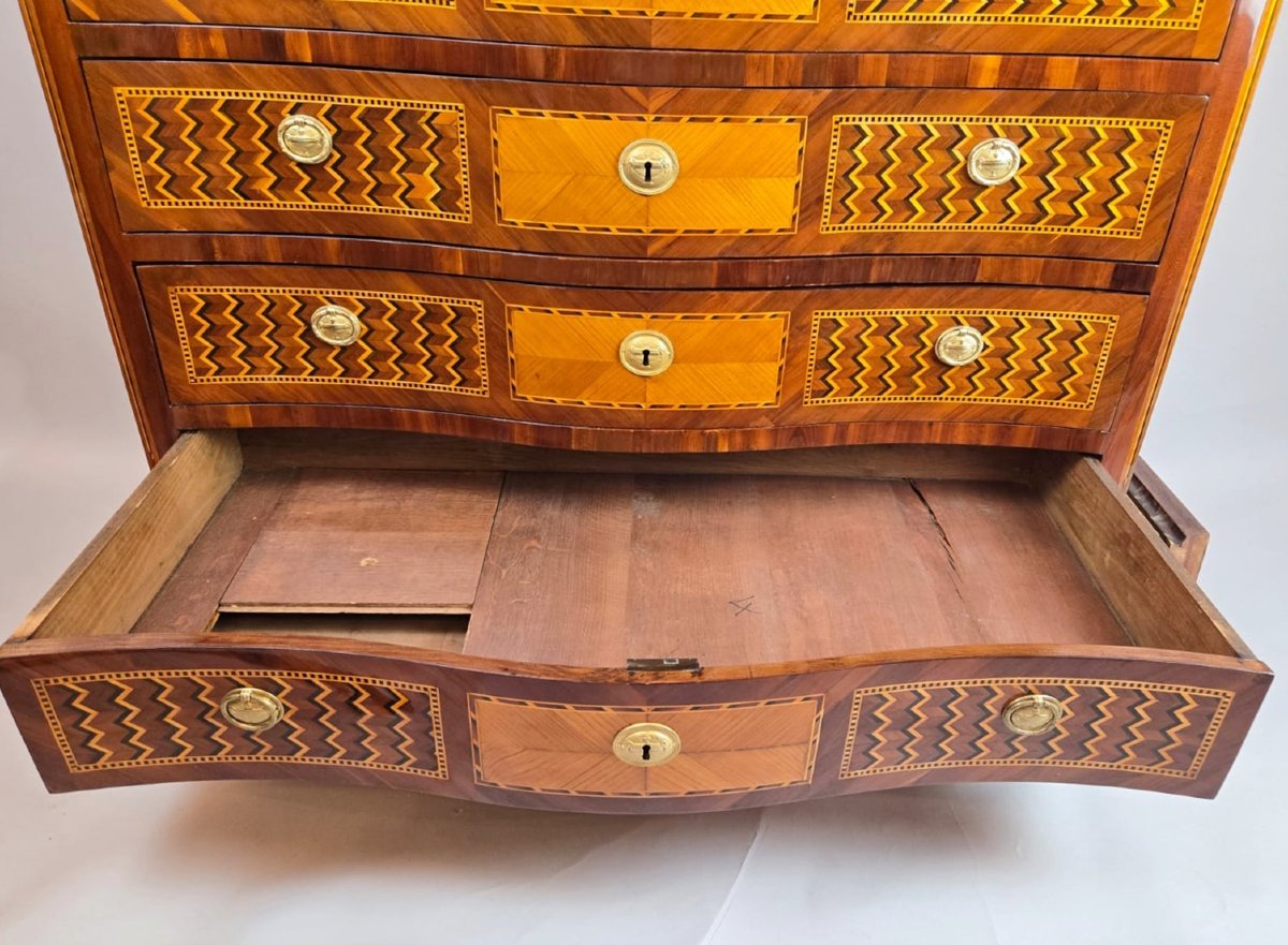 Inlaid Chest Of Drawers With Two Secret Compartments - 18th Century-photo-3