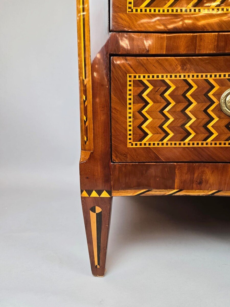 Inlaid Chest Of Drawers With Two Secret Compartments - 18th Century-photo-4