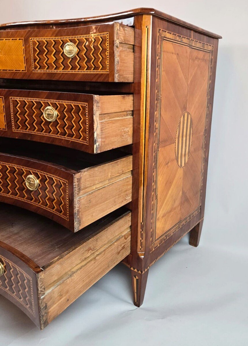 Inlaid Chest Of Drawers With Two Secret Compartments - 18th Century-photo-6