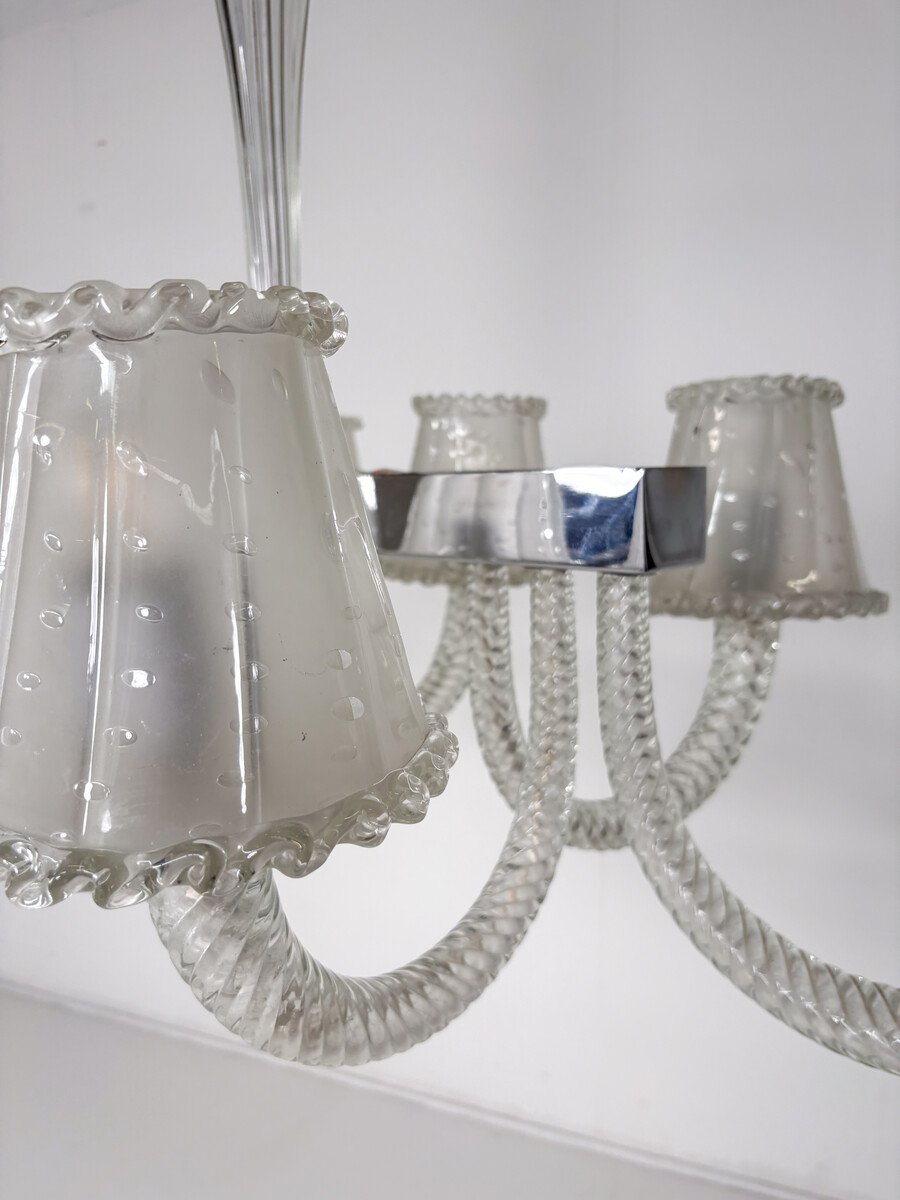 Barovier And Toso Murano Glass Chandelier - 8 Scones-photo-3