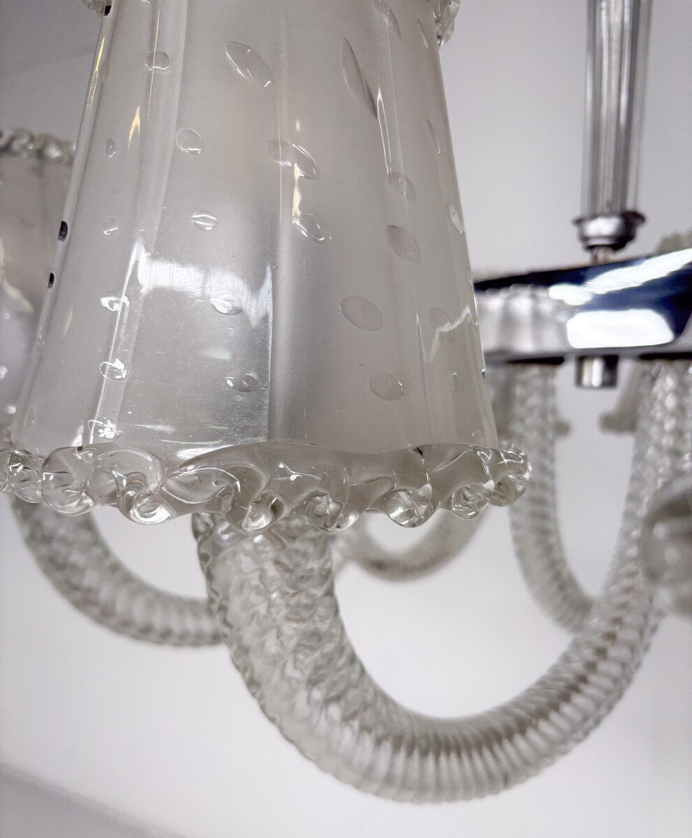 Barovier And Toso Murano Glass Chandelier - 8 Scones-photo-6