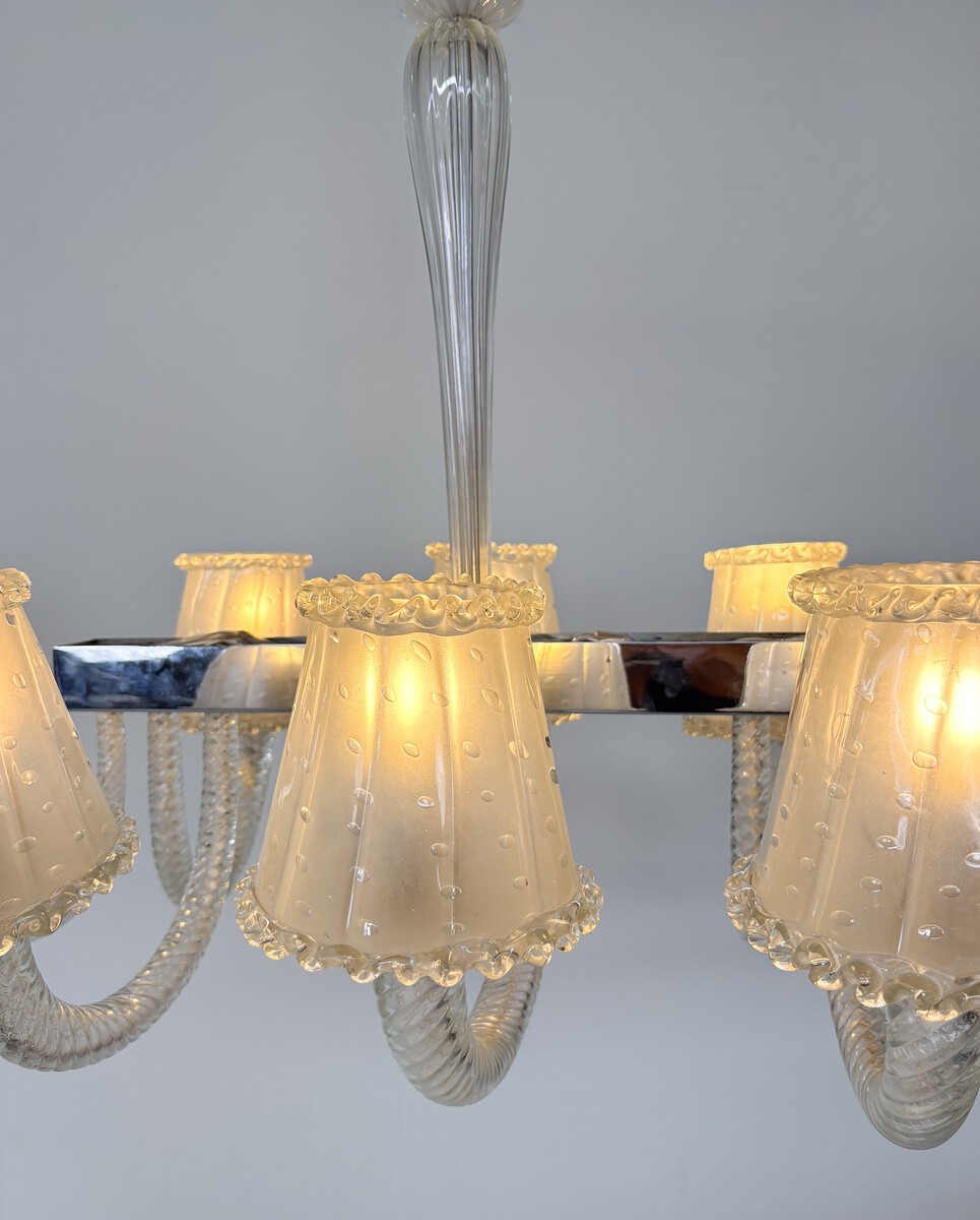 Barovier And Toso Murano Glass Chandelier - 8 Scones-photo-1