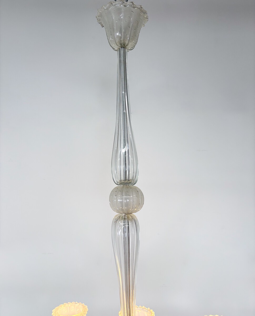 Barovier And Toso Murano Glass Chandelier - 8 Scones-photo-2