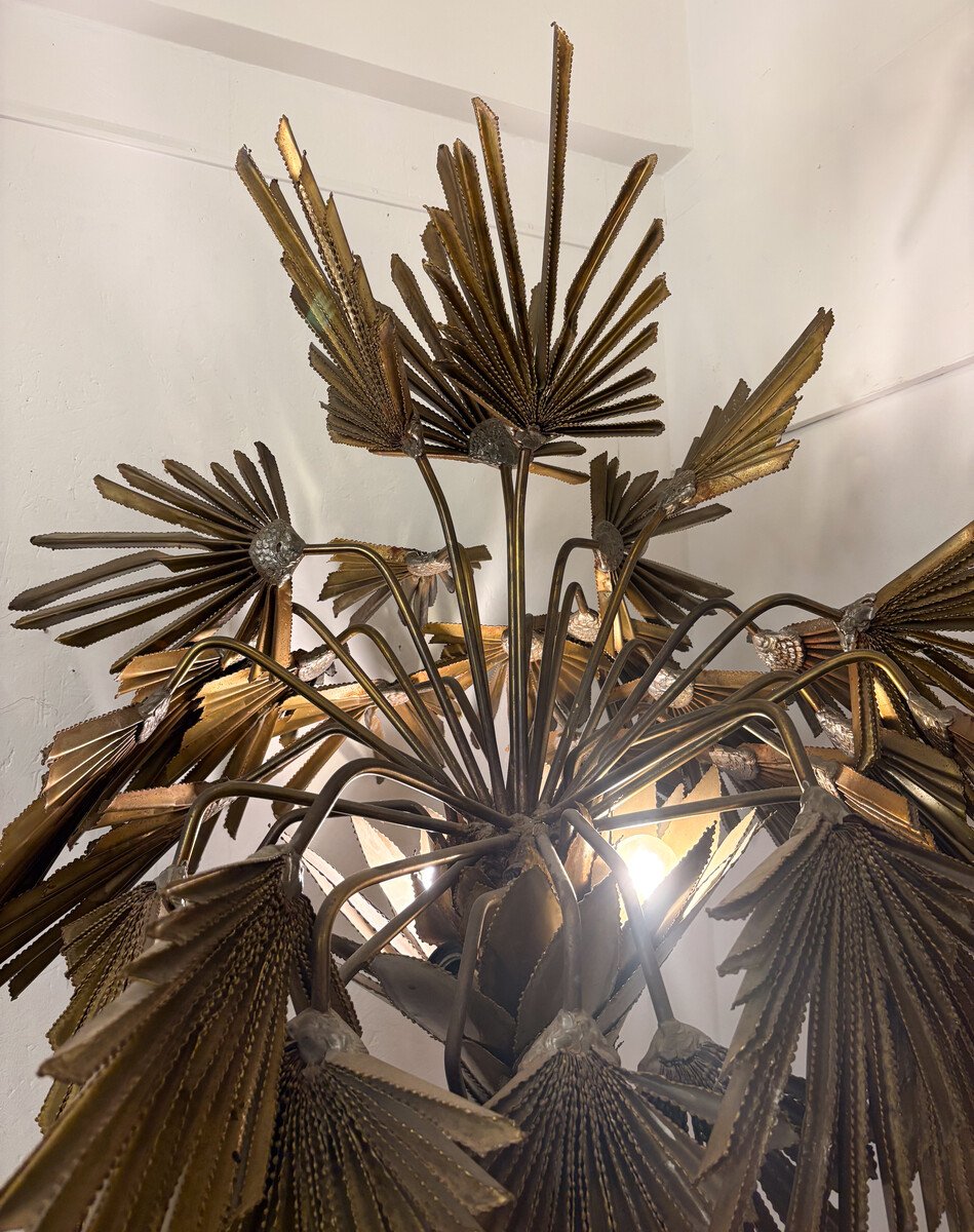 Mid-century Brass Palm Tree Floor Lamp - 1970s-photo-2