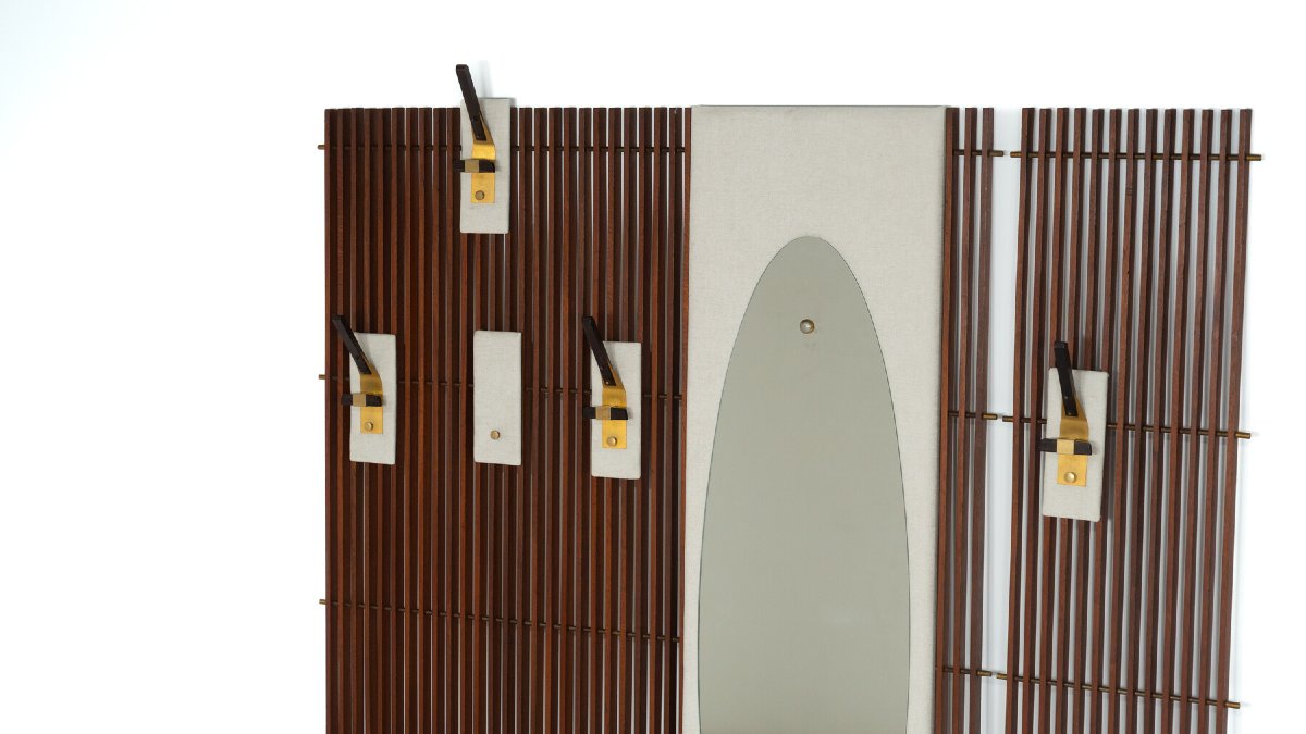 Mid-century Coat Rack With Integrated Mirror, Italy, 1970s-photo-2