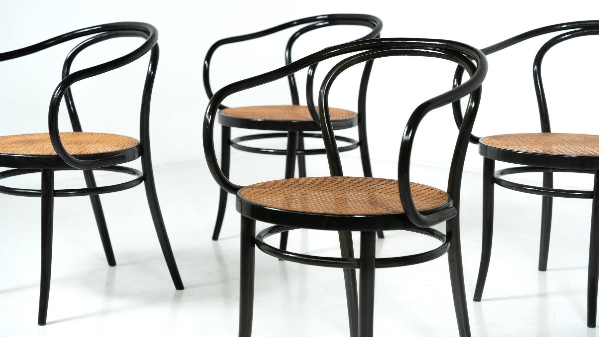 Ensemble de 6 chaises en bois courbé par Thonet, Autriche, années 1920-photo-2