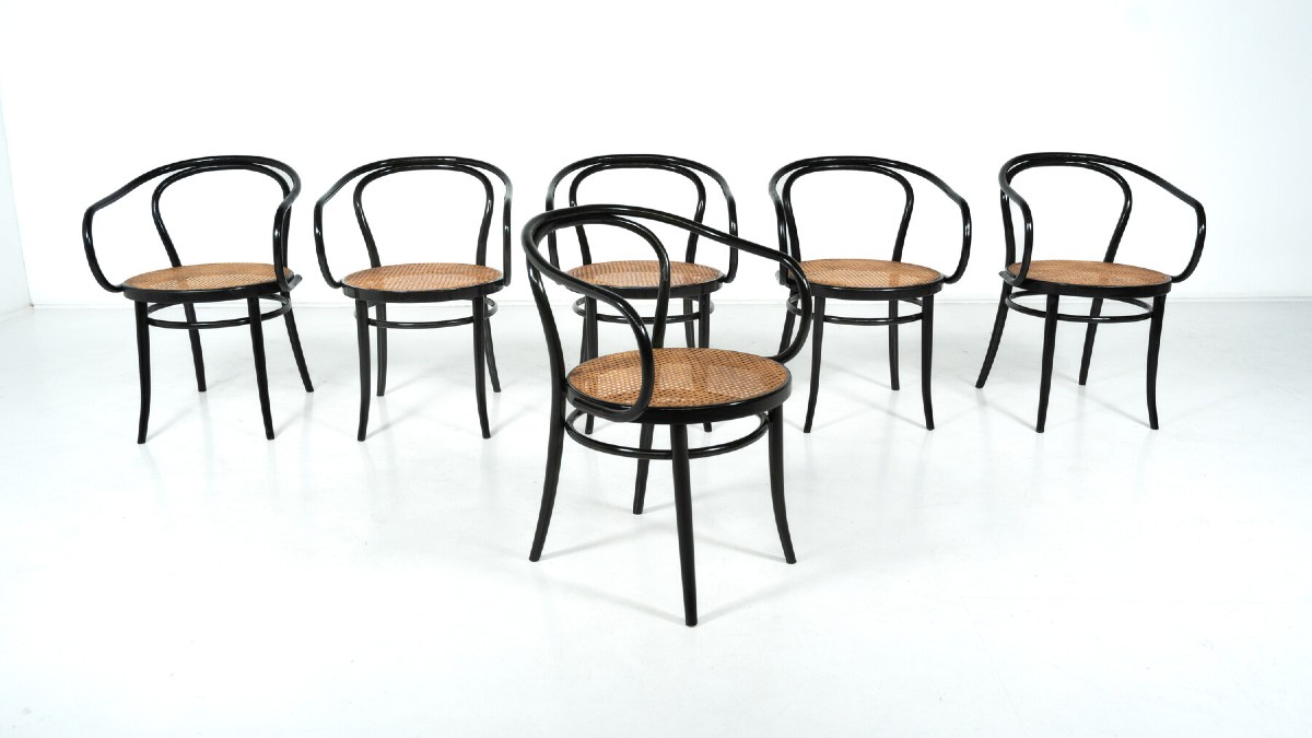 Ensemble de 6 chaises en bois courbé par Thonet, Autriche, années 1920