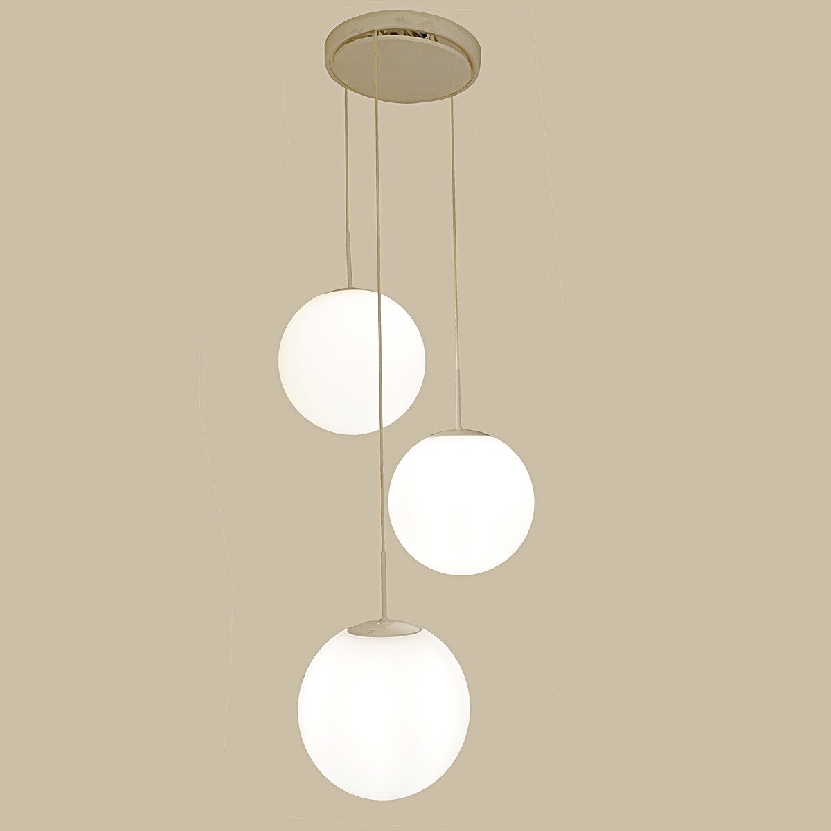 Grand lustre à globes en opaline pour Glashütte Limburg, Allemagne, années 1970