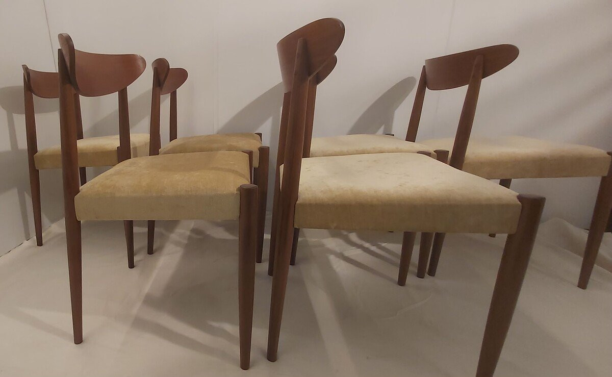 Série de 6 chaises Oswald Vermaerck en teck, modèle Paola-photo-3