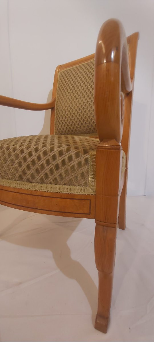 Série de 4 fauteuils en frêne et filet de palissandre de style Charles X -photo-6