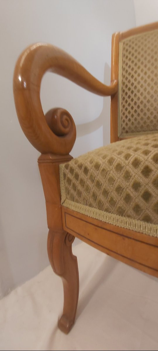 Série de 4 fauteuils en frêne et filet de palissandre de style Charles X -photo-7