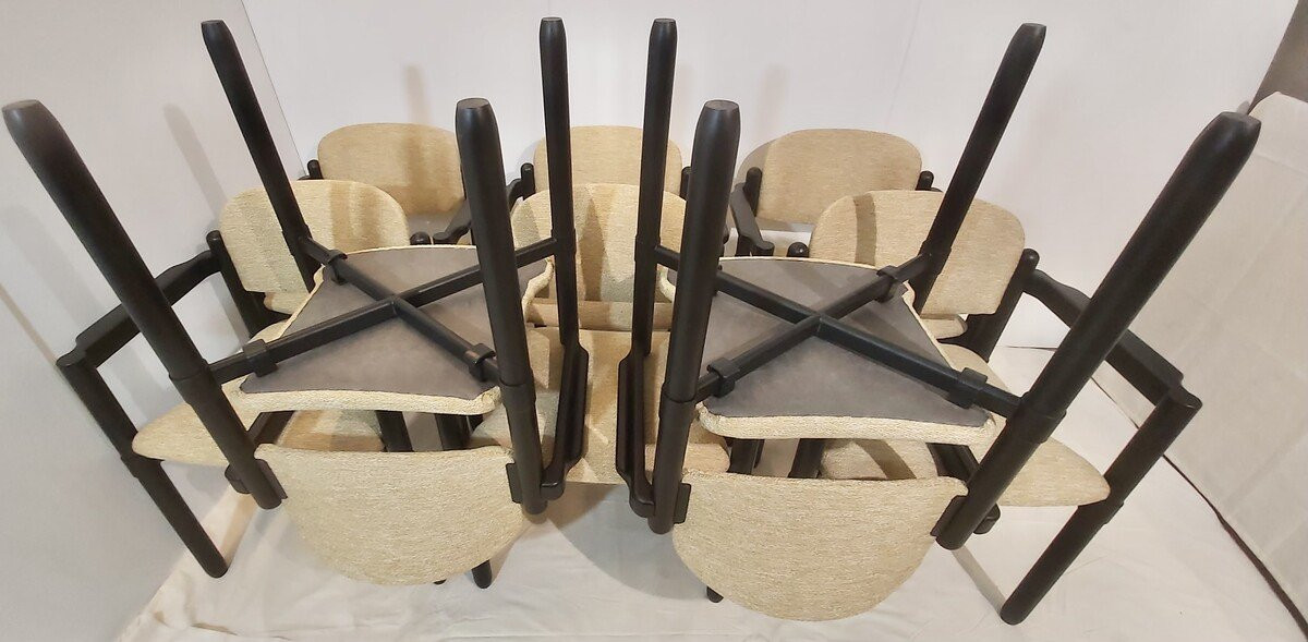 Série de 8 fauteuils en hêtre et métal par Froscher pour Sitform , Allemagne, 1970-photo-3