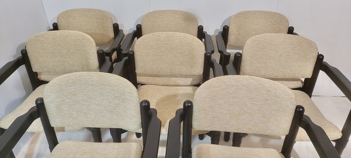 Série de 8 fauteuils en hêtre et métal par Froscher pour Sitform , Allemagne, 1970-photo-4