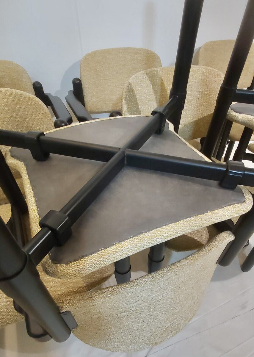 Série de 8 fauteuils en hêtre et métal par Froscher pour Sitform , Allemagne, 1970-photo-5