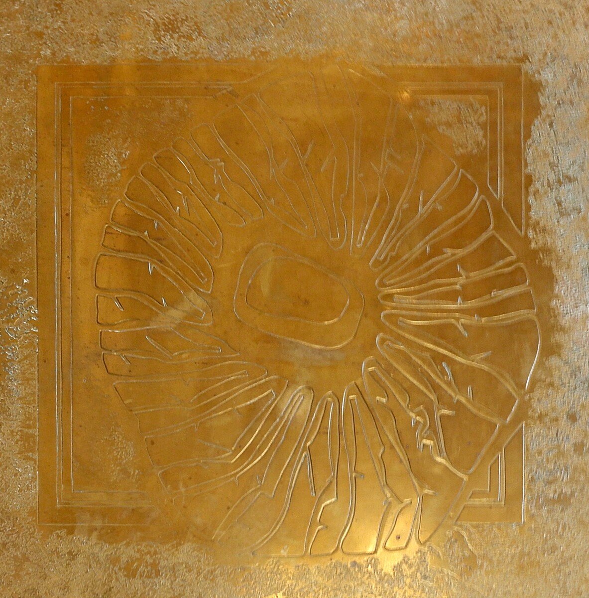 Square Coffee Table In Etched Brass By Georges Mathias - Belgium - 1970s-photo-4