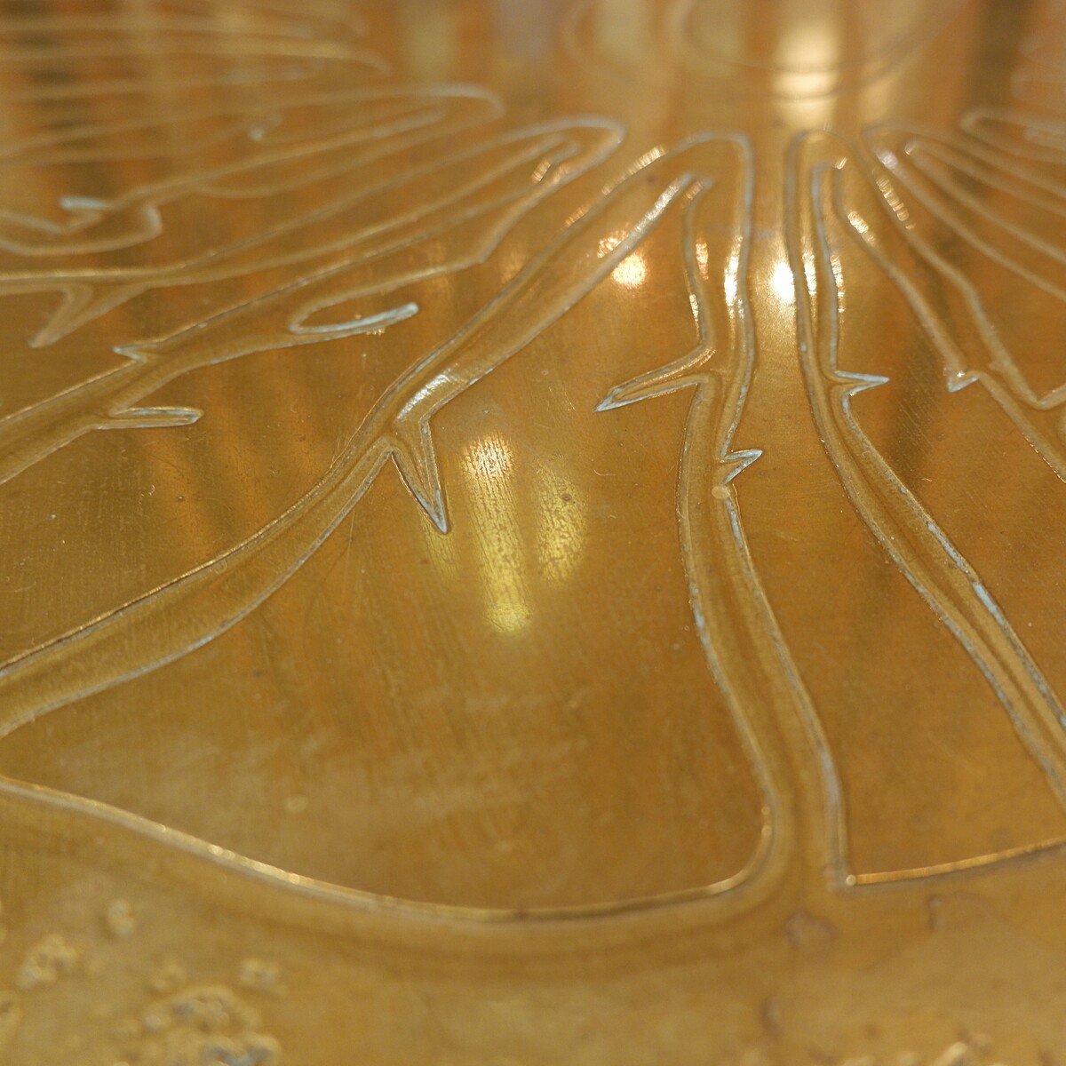 Square Coffee Table In Etched Brass By Georges Mathias - Belgium - 1970s-photo-4