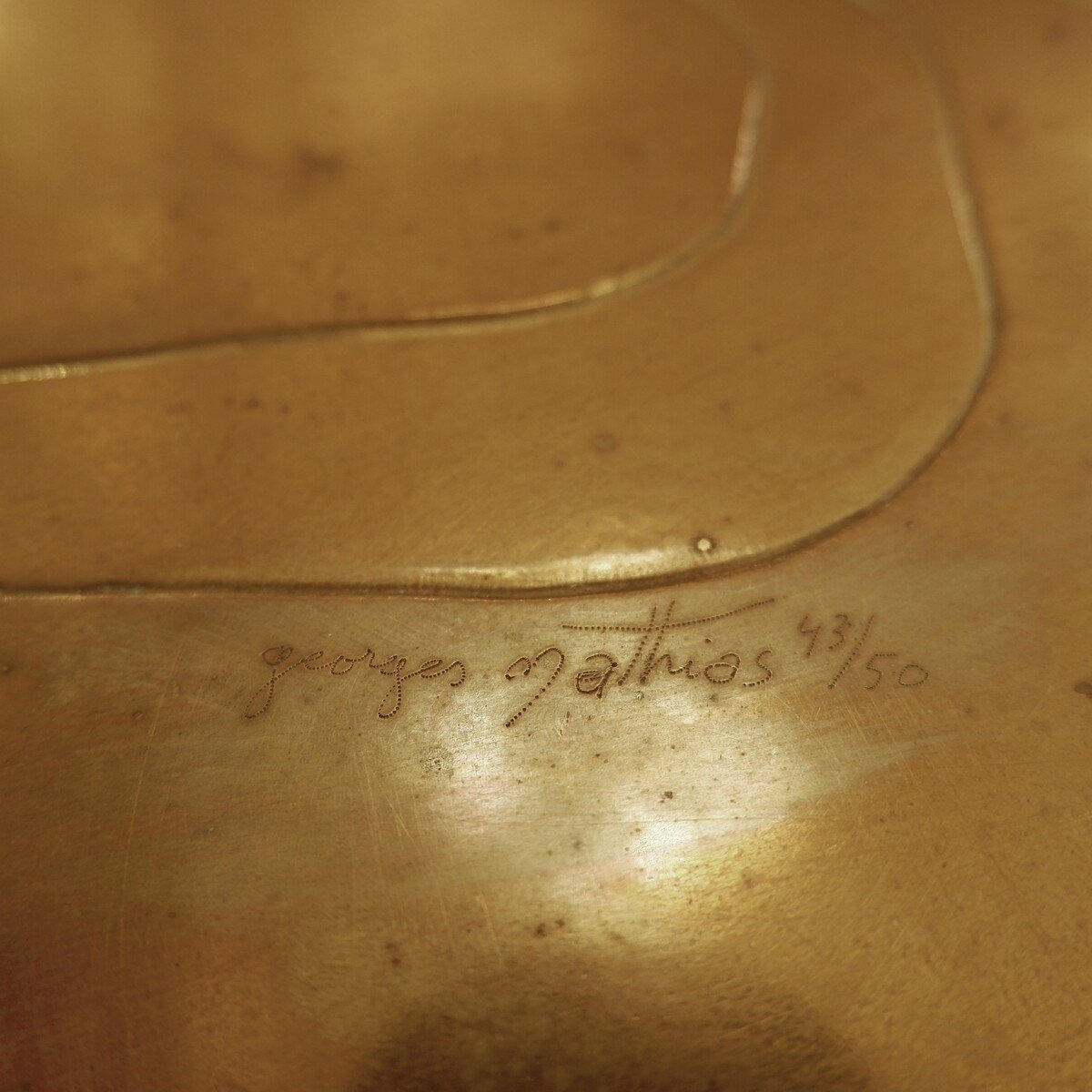 Square Coffee Table In Etched Brass By Georges Mathias - Belgium - 1970s-photo-8