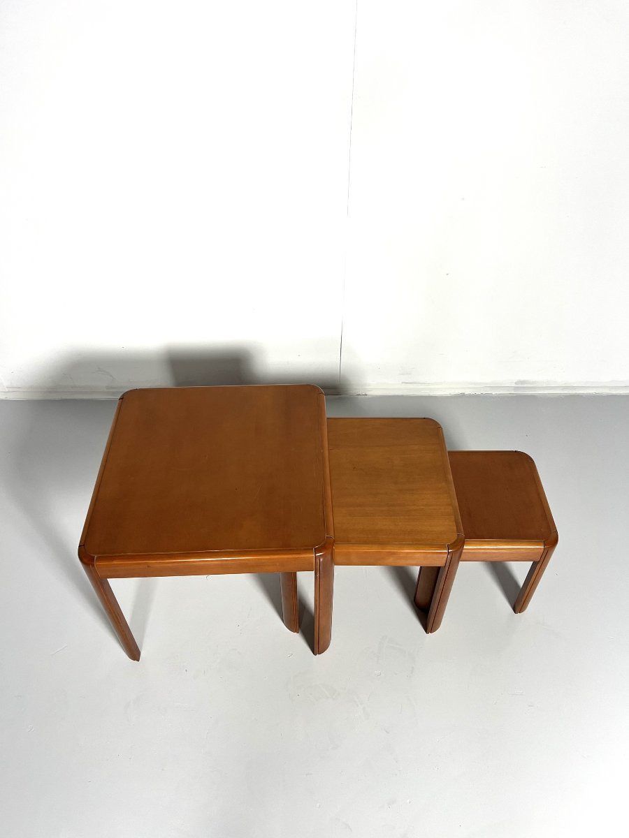 Set Of 3 Wooden Nesting Tables, Italy, 1970-photo-3