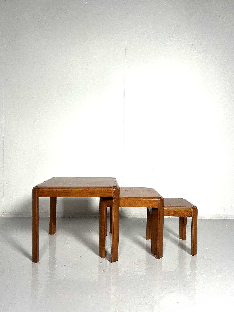 Set Of 3 Wooden Nesting Tables, Italy, 1970