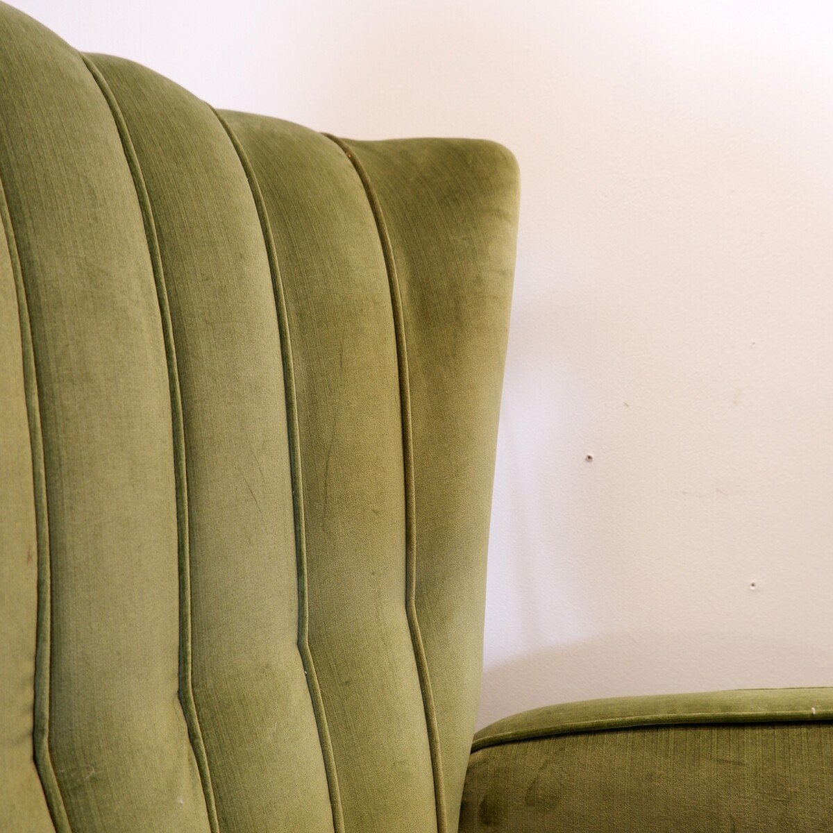 Pair Of High Armchairs In Green Velvet - 1960s-photo-3