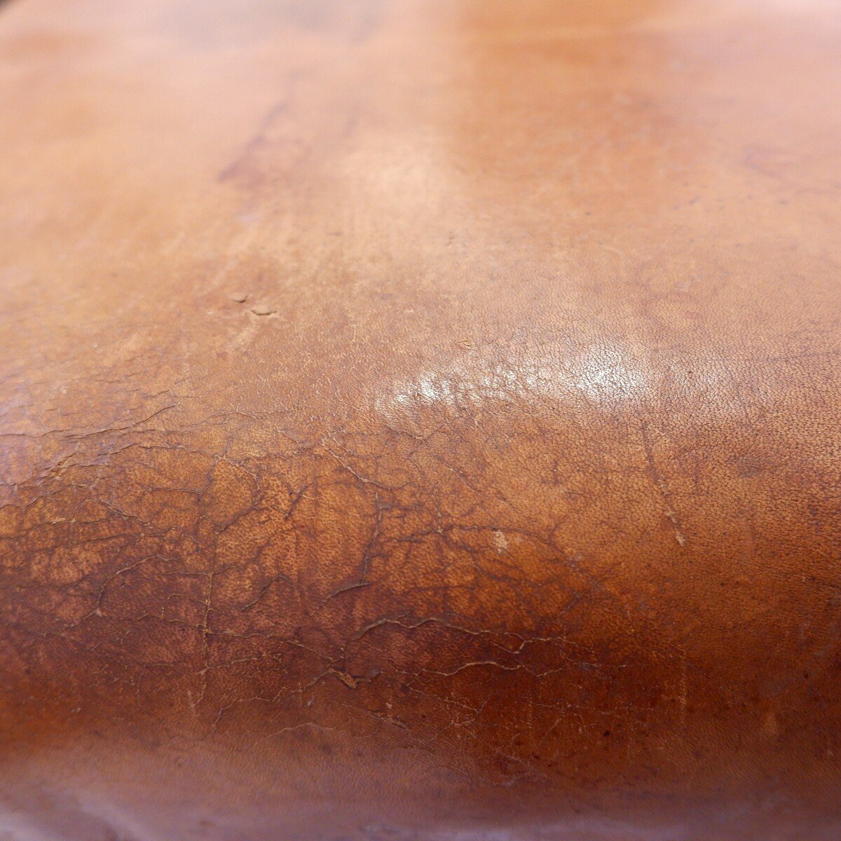 Vintage Wood And Leather Bench-photo-4