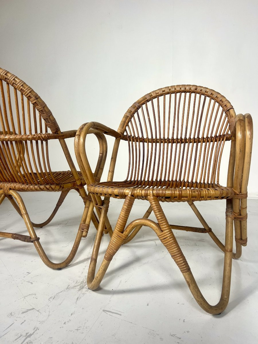 Paire de fauteuils en rotin -photo-2