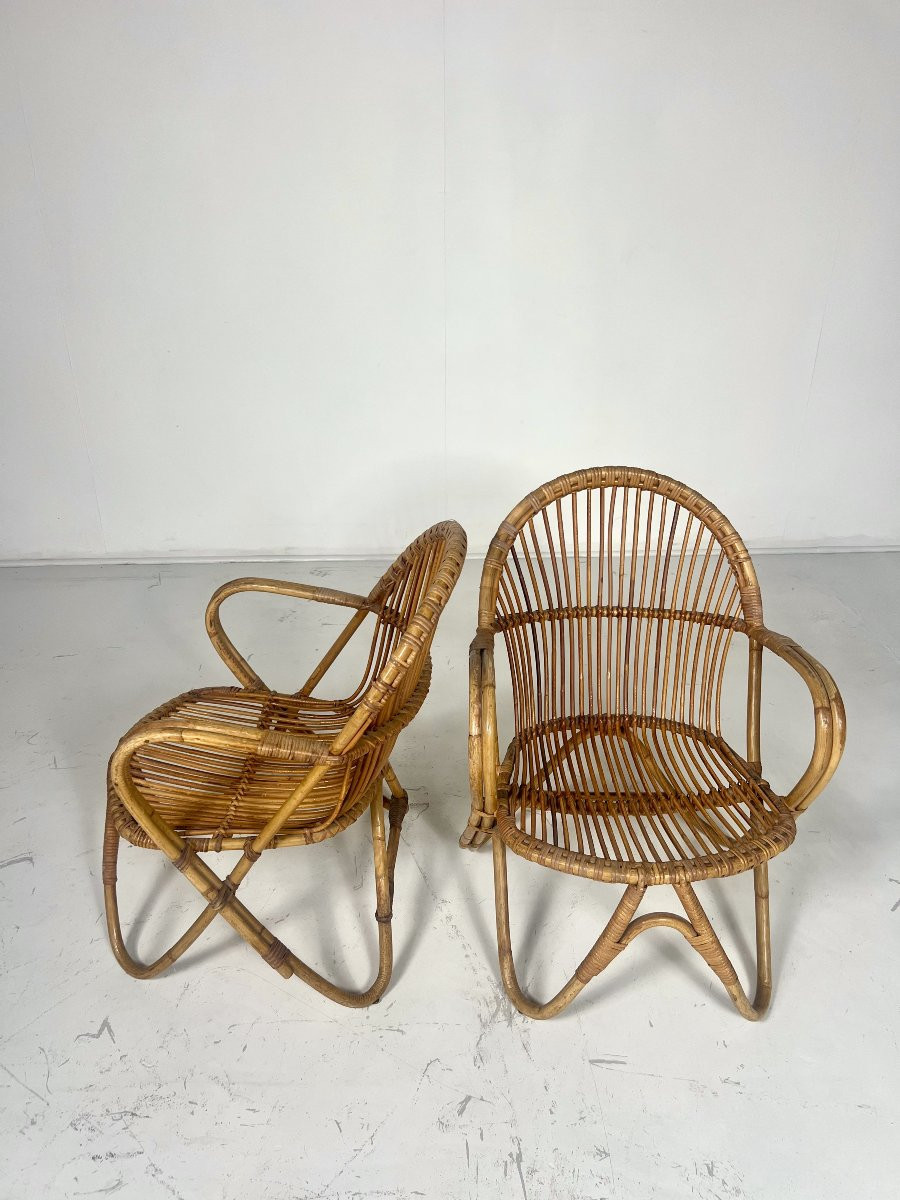 Paire de fauteuils en rotin -photo-3