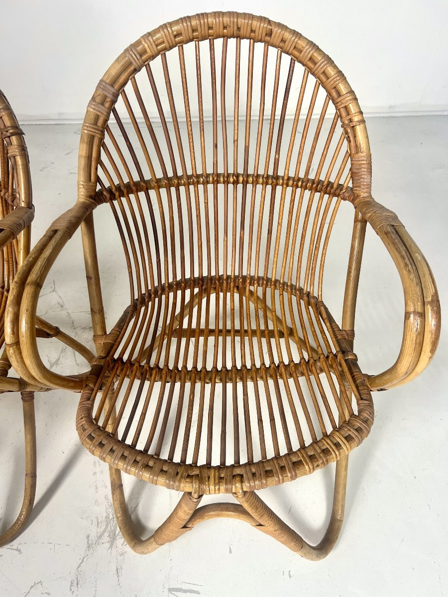 Paire de fauteuils en rotin -photo-1