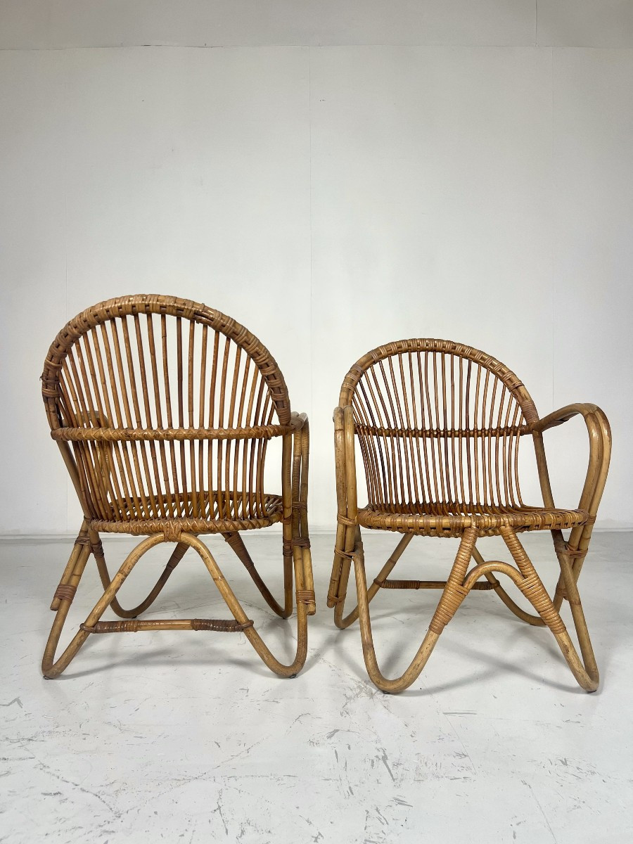 Paire de fauteuils en rotin 