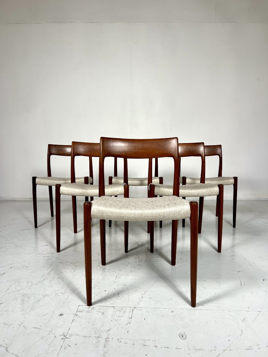 Set Of 6 Danish Chairs Model 77 By Niels Otto For Möller