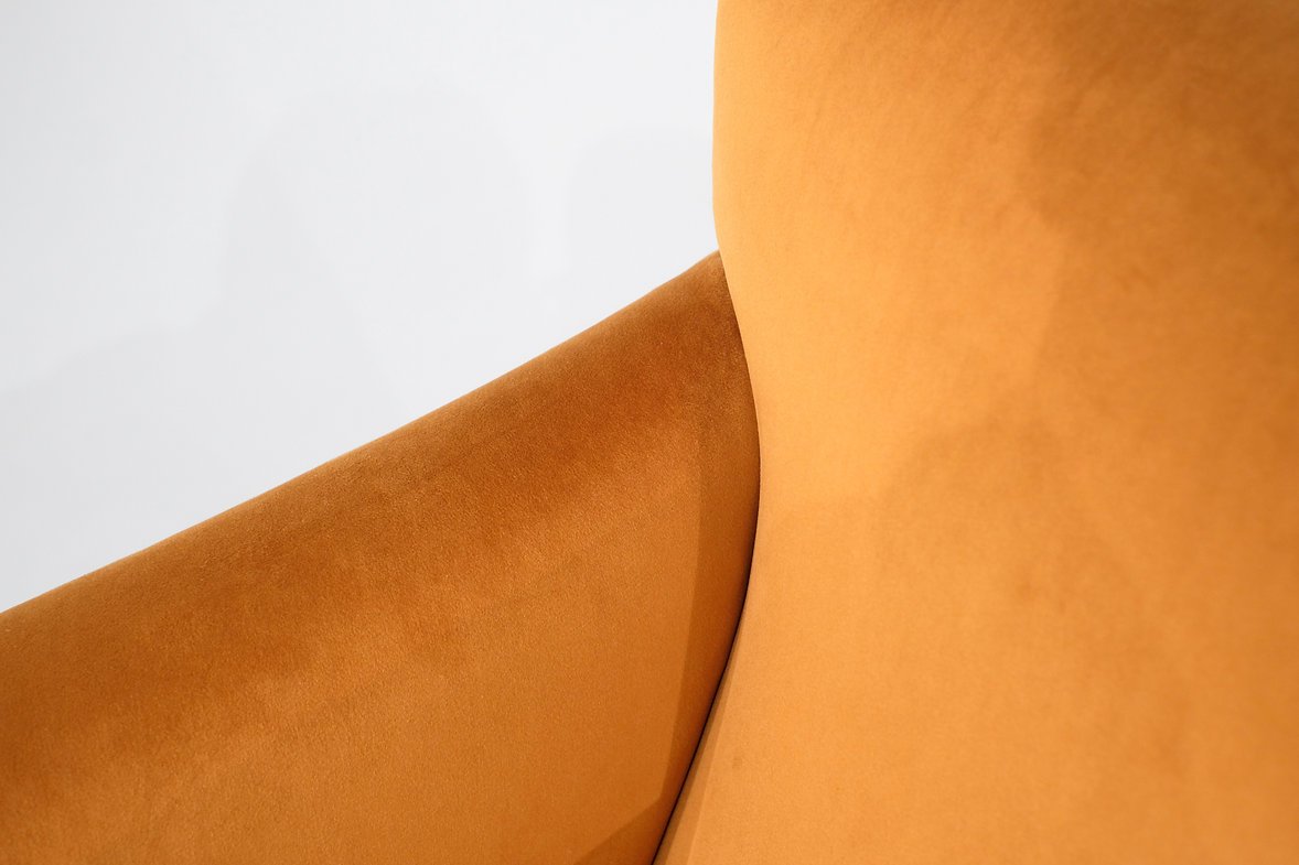 Paire de fauteuils en velours orange - Italie - 1960s-photo-5