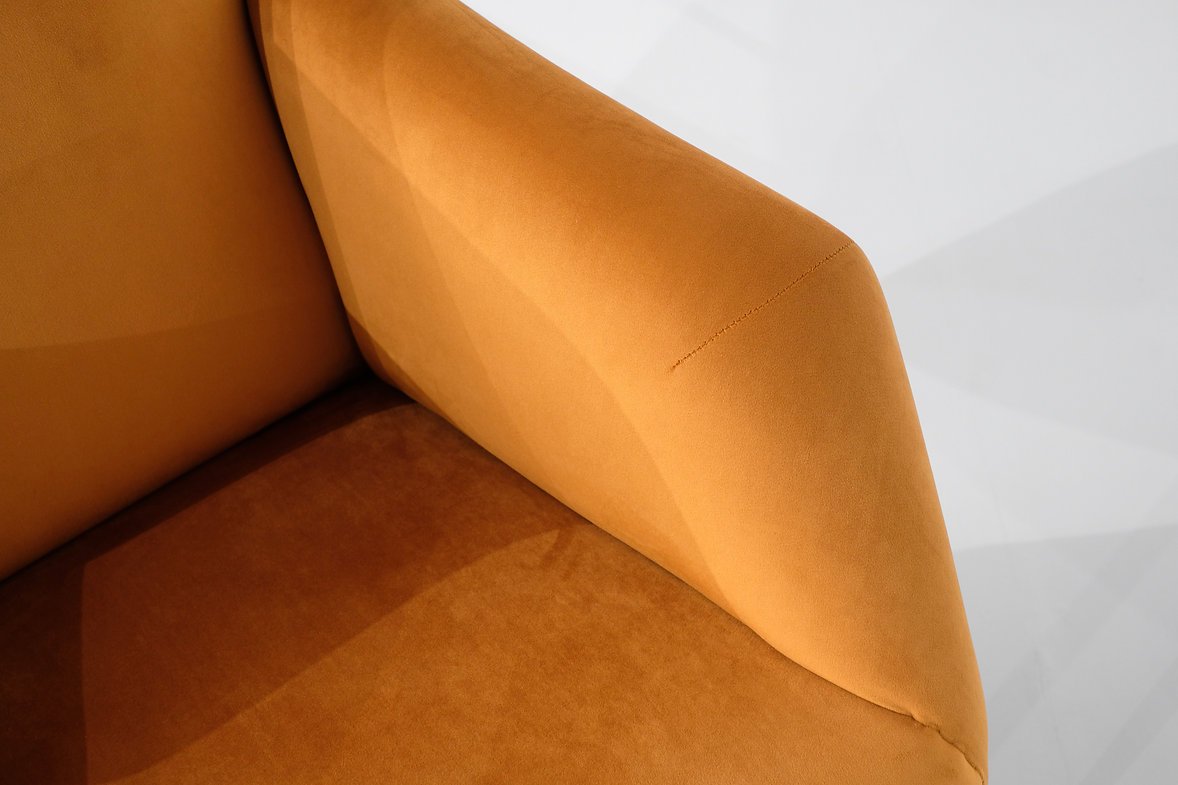 Paire de fauteuils en velours orange - Italie - 1960s-photo-6